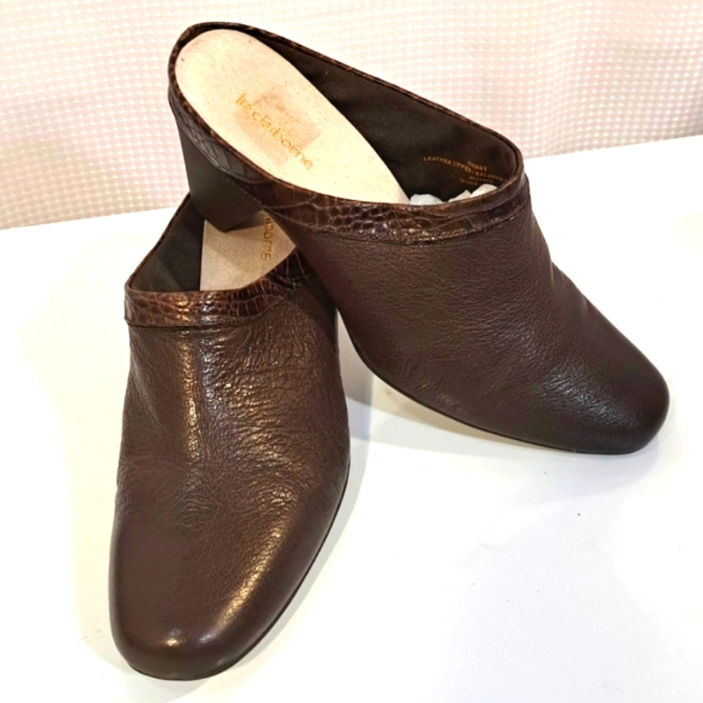 Liz Claiborne Brown Leather Mules